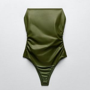 Zara green faux leather bodysuit